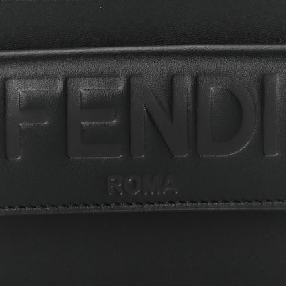 Fendi Vitello King Tamponato Logo Embossed Fold Over Card Holder Wallet Black 9 of 11