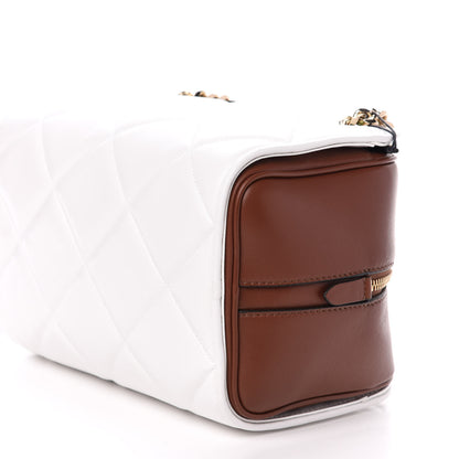 Burberry Lambskin Quilted Two-Tone Small Double Cube Bag White Tan 9 of 10