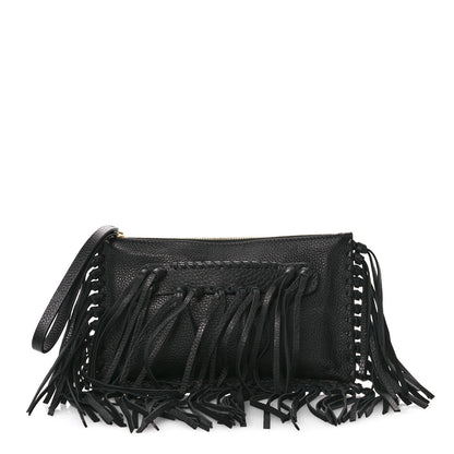 Valentino Garavani Pebbled Calfskin Crockee Small Wristlet Clutch Black 1 of 10