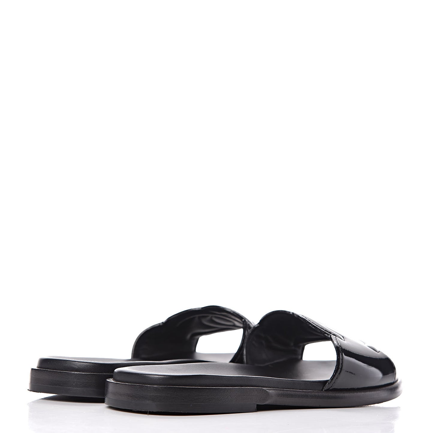 Patent Calfskin CC Slip On Mules 39 Black