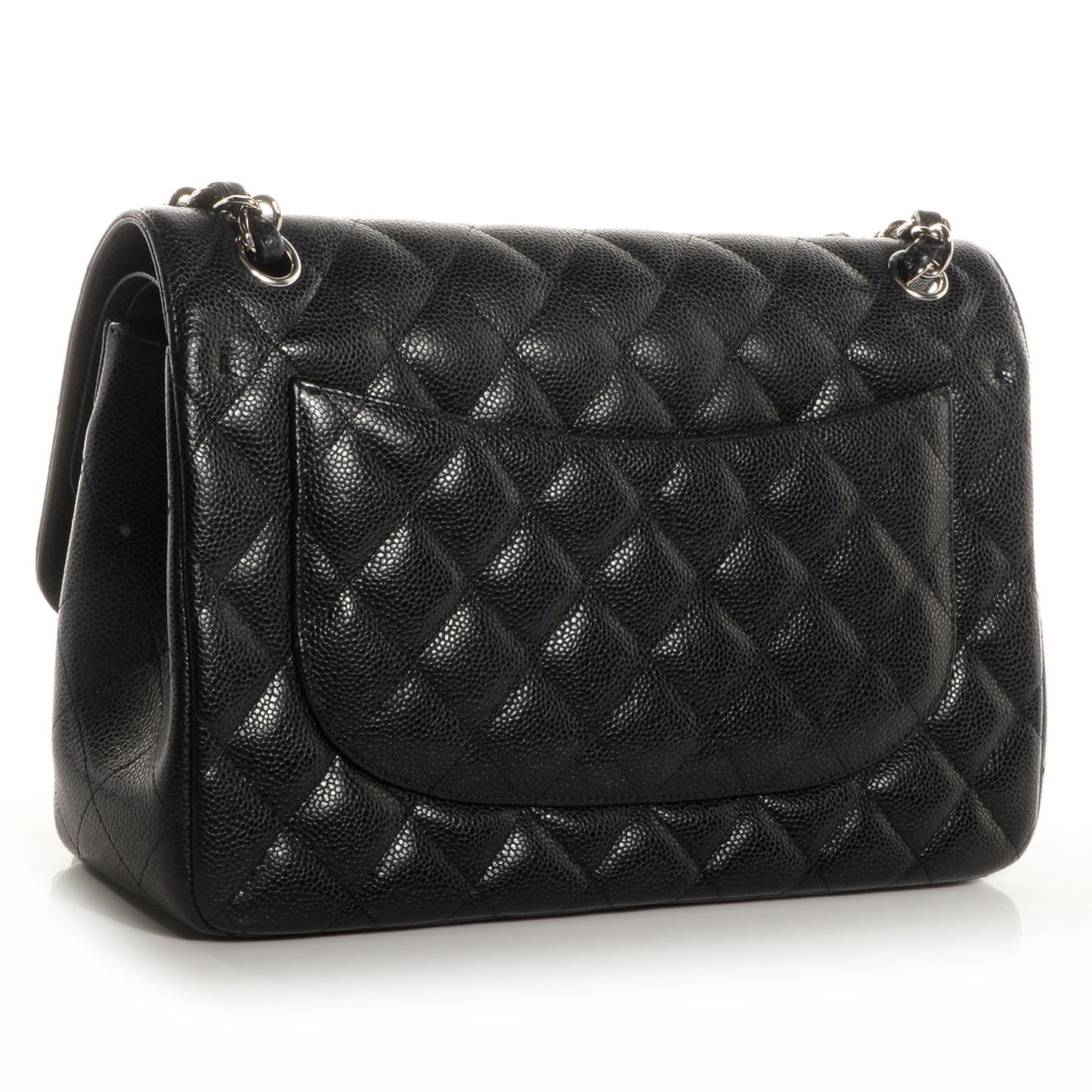 Caviar Quilted Jumbo Double Flap Black