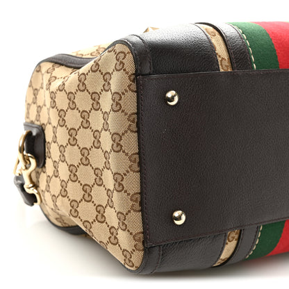 Gucci Monogram Vintage Web Medium Webby Bee Boston Dark Brown 9 of 11
