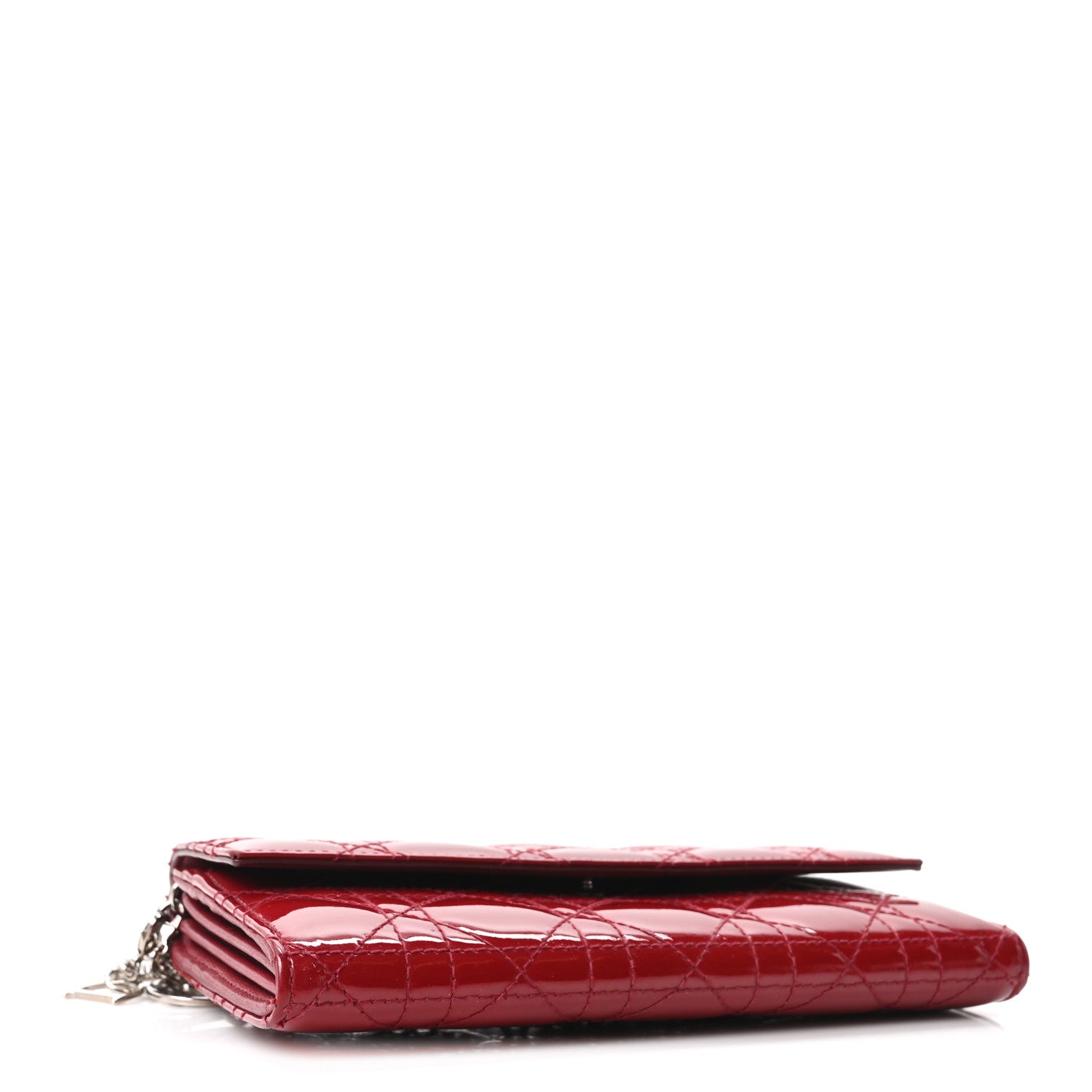 Christian Dior Patent Cannage Rendez-vous Chain Wallet Red 4 of 10