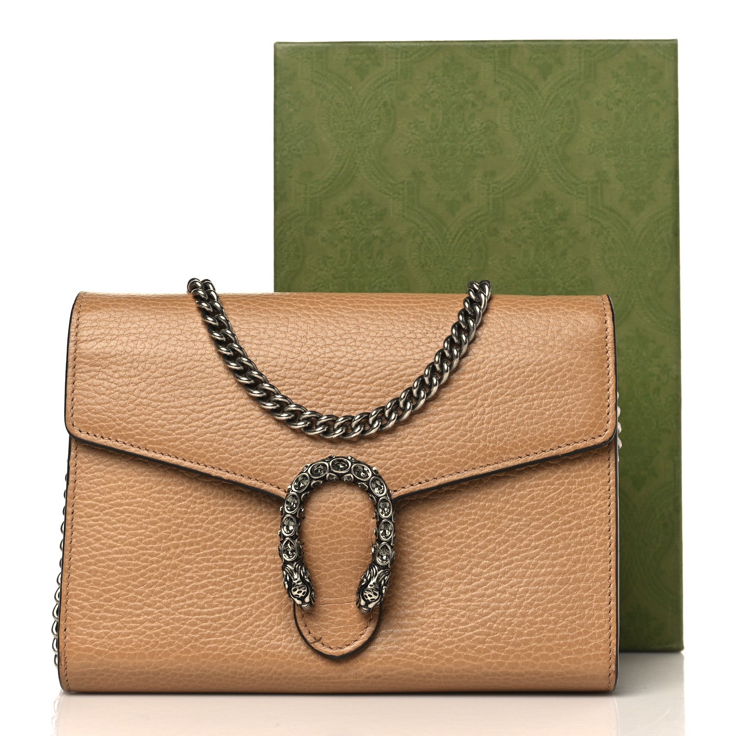 Gucci Dollar Calfskin Crystal Mini Dionysus Chain Wallet Natural Tan Black Diamond 11 of 11