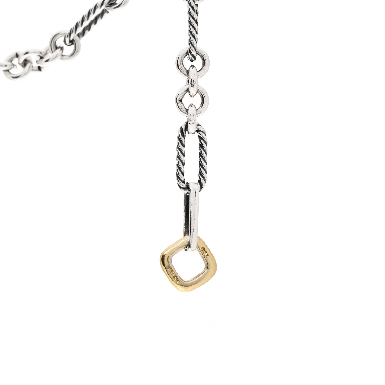 David Yurman Sterling Silver 18K Yellow Gold Figaro Link Toggle Necklace 4 of 4
