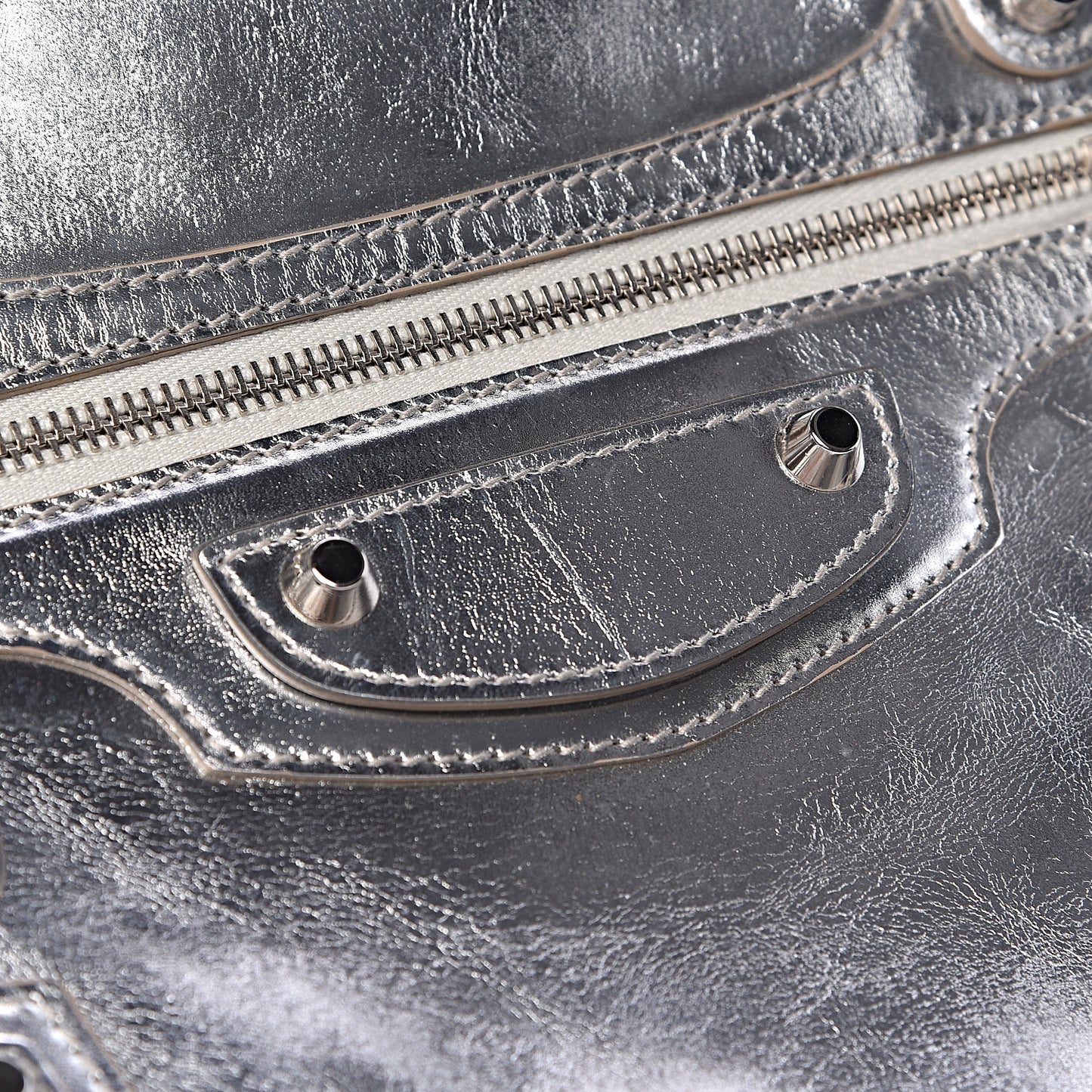 Metallic Calfskin Motocross Classic Hardware Bowling MM Silver Hardware