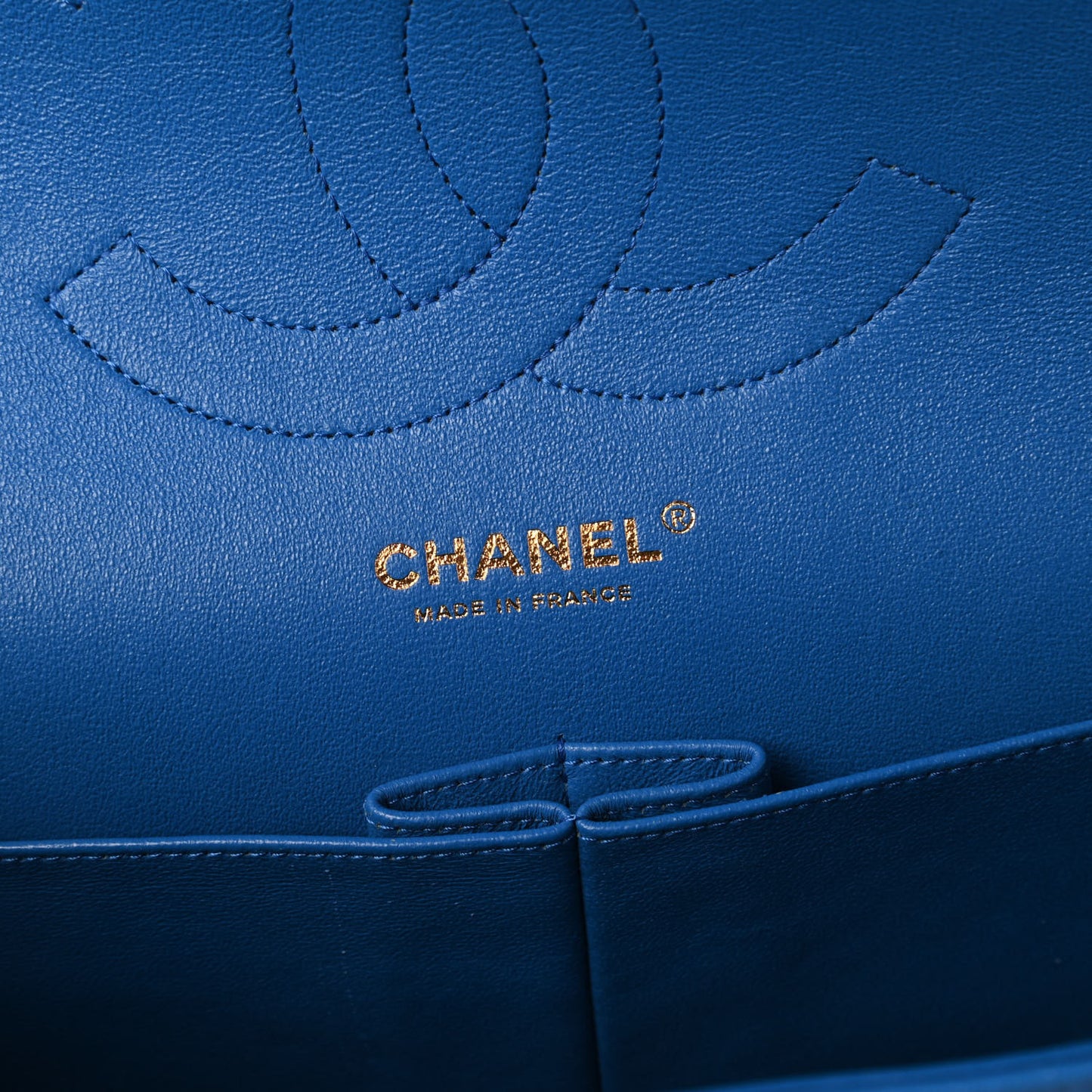 Lambskin Quilted Jumbo Double Flap Blue
