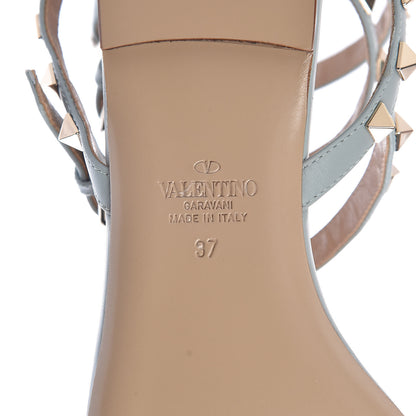 Valentino Garavani Nappa Rockstud Ankle Wrap Flat Thong Sandals 37 Celadon 6 of 9