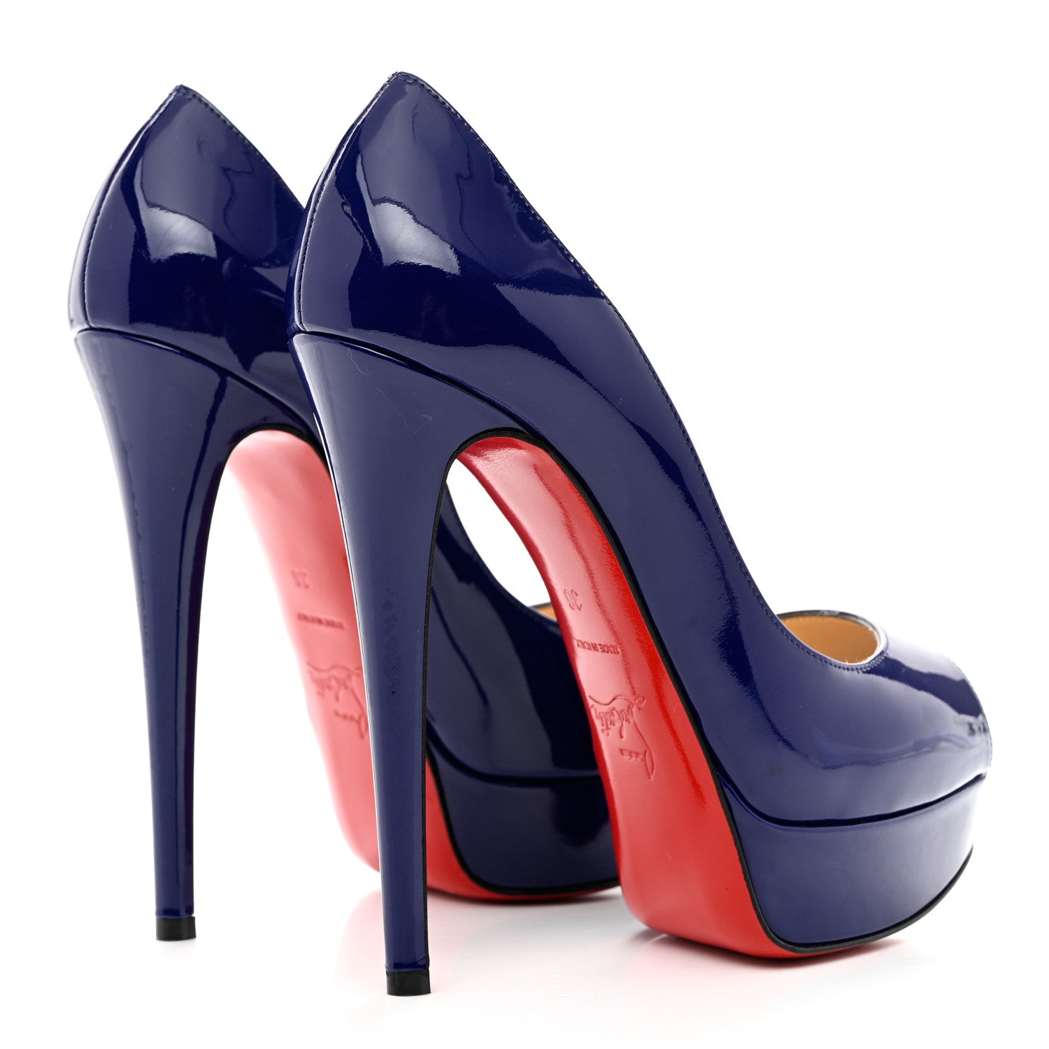 Christian Louboutin Patent Lady Peep 150 Pumps 36 China Blue 4 of 8