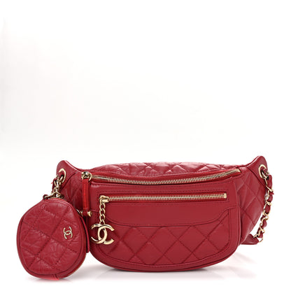 Chanel Aged Calfskin Quilted Waist Bag With Coin Purse  Red 1 of 12
