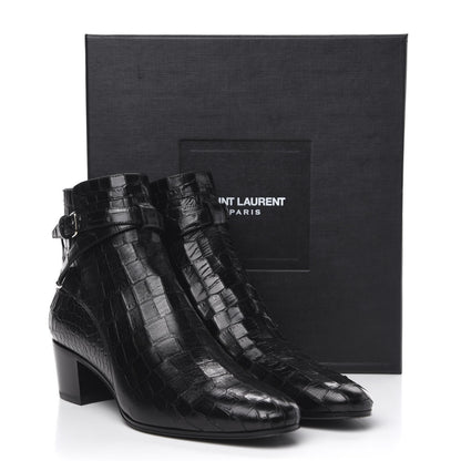 Saint Laurent Calfskin Crocodile Embossed Blake Ankle Boots 40.5 Black 10 of 10