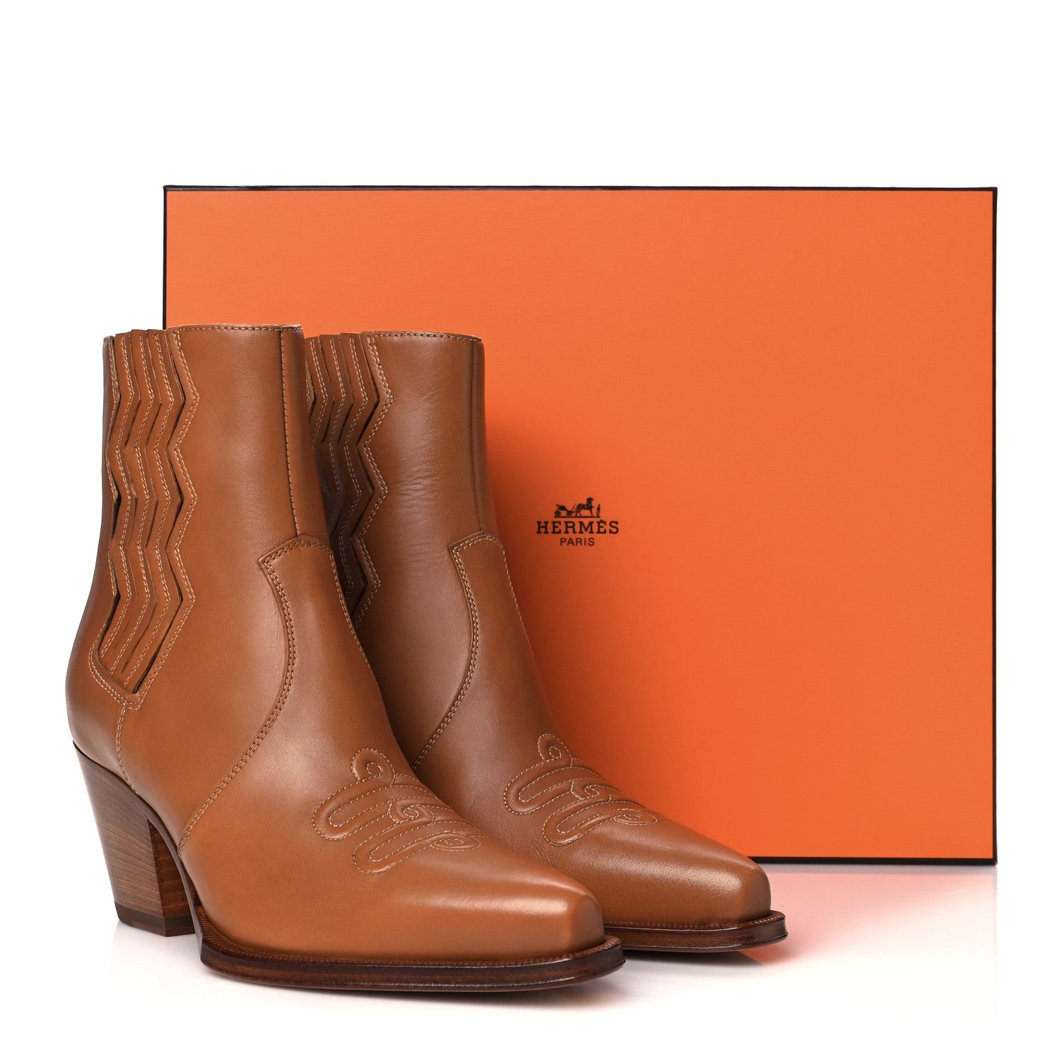 Hermes Calfskin Womens Vegas Ankle Boot 38 Naturel 9 of 9