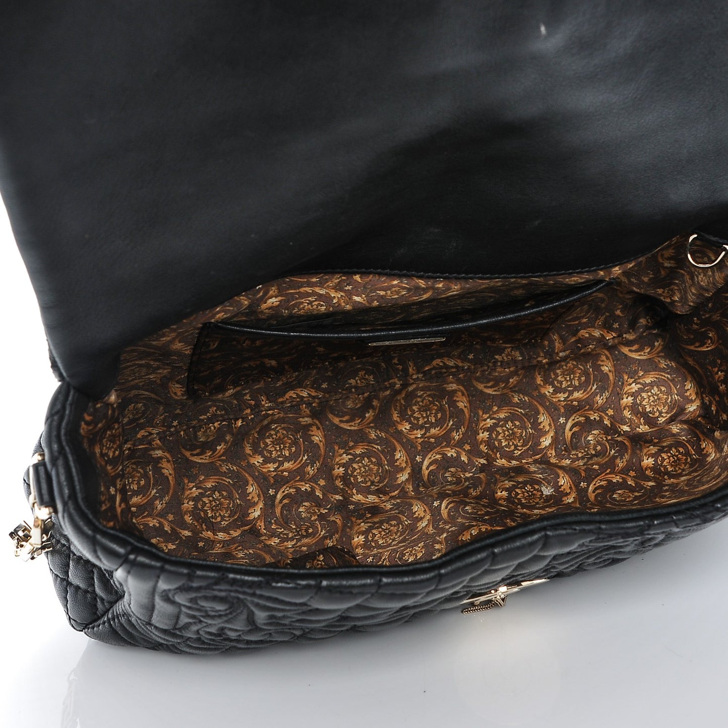 Nappa Barocco Quilted Vanitas Medea Shoulder Bag Black