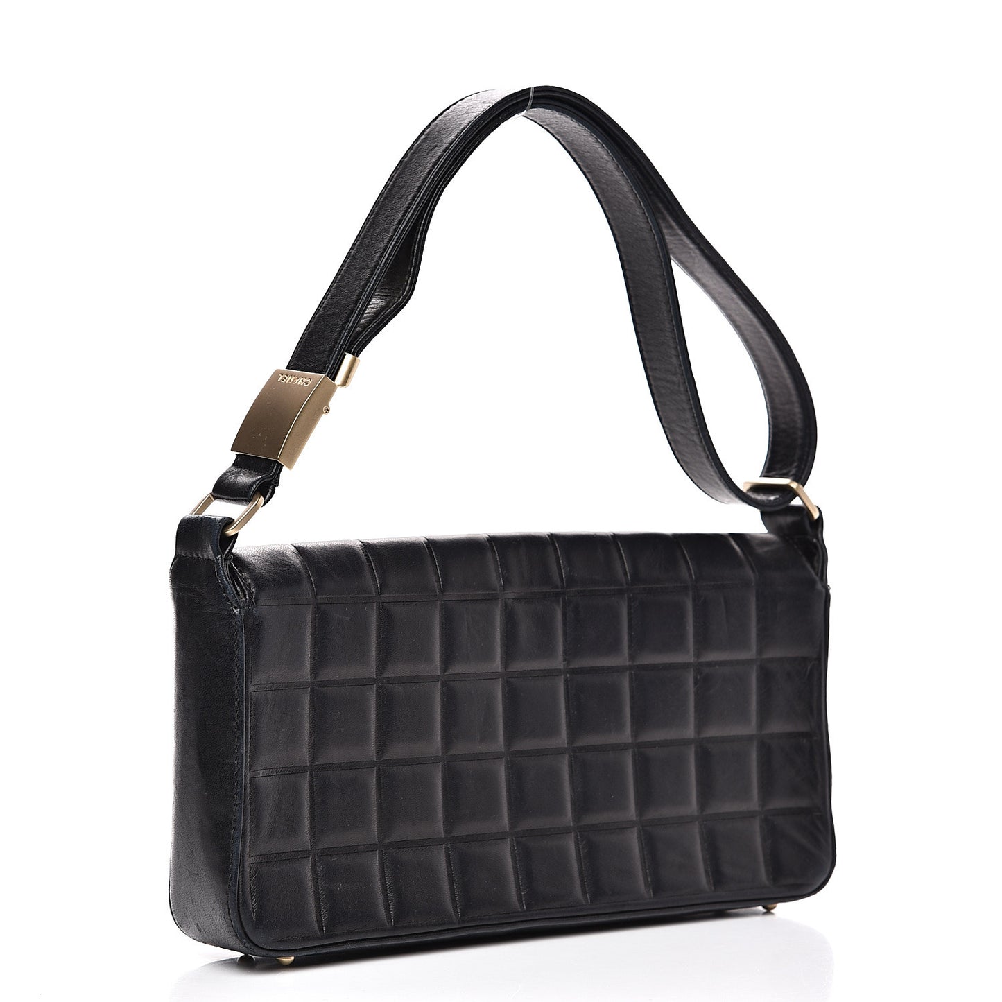 Lambskin Quilted CC Chocolate Bar Flap Black