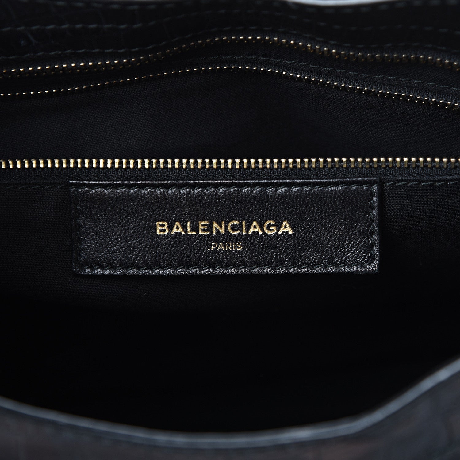Balenciaga Calfskin Crocodile Embossed Giant 12 Gold Hardware City Black 5 of 14