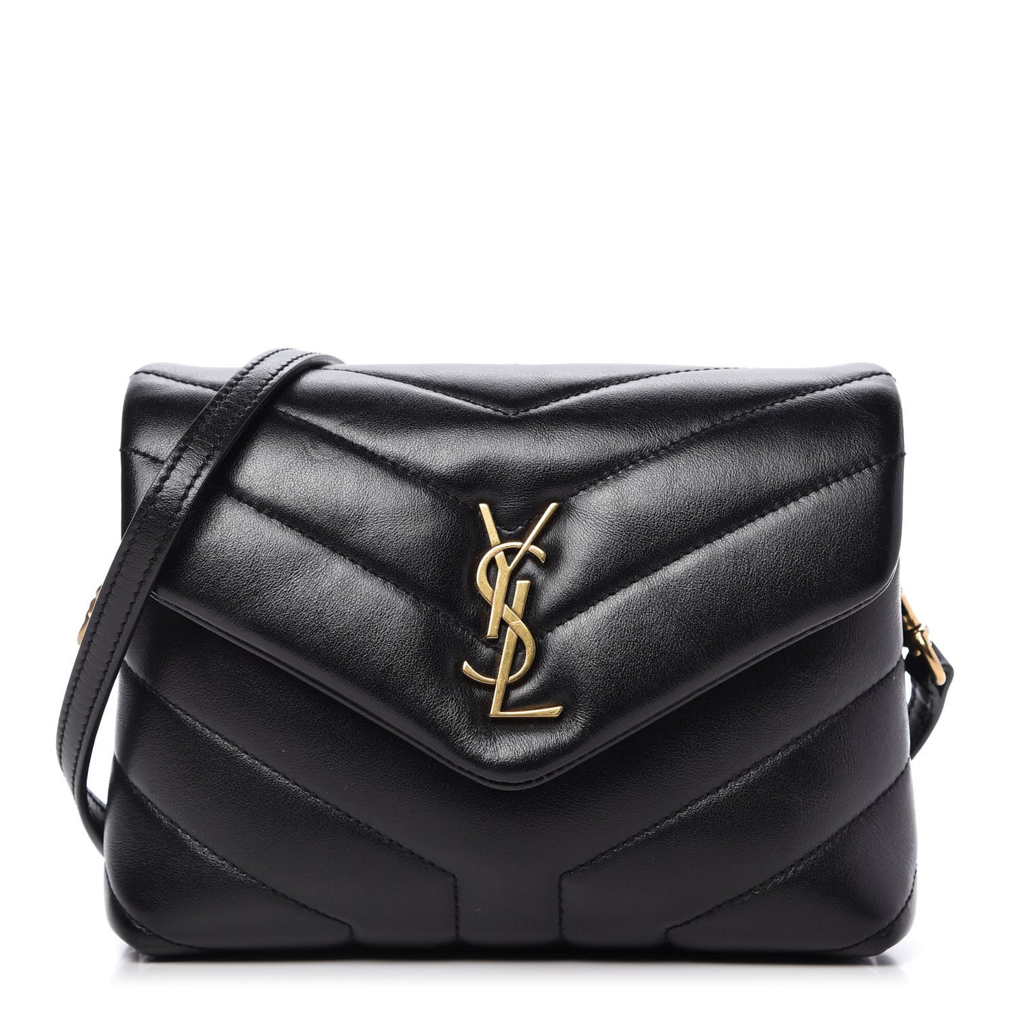 Calfskin Y Quilted Monogram Toy Loulou Crossbody Bag Black