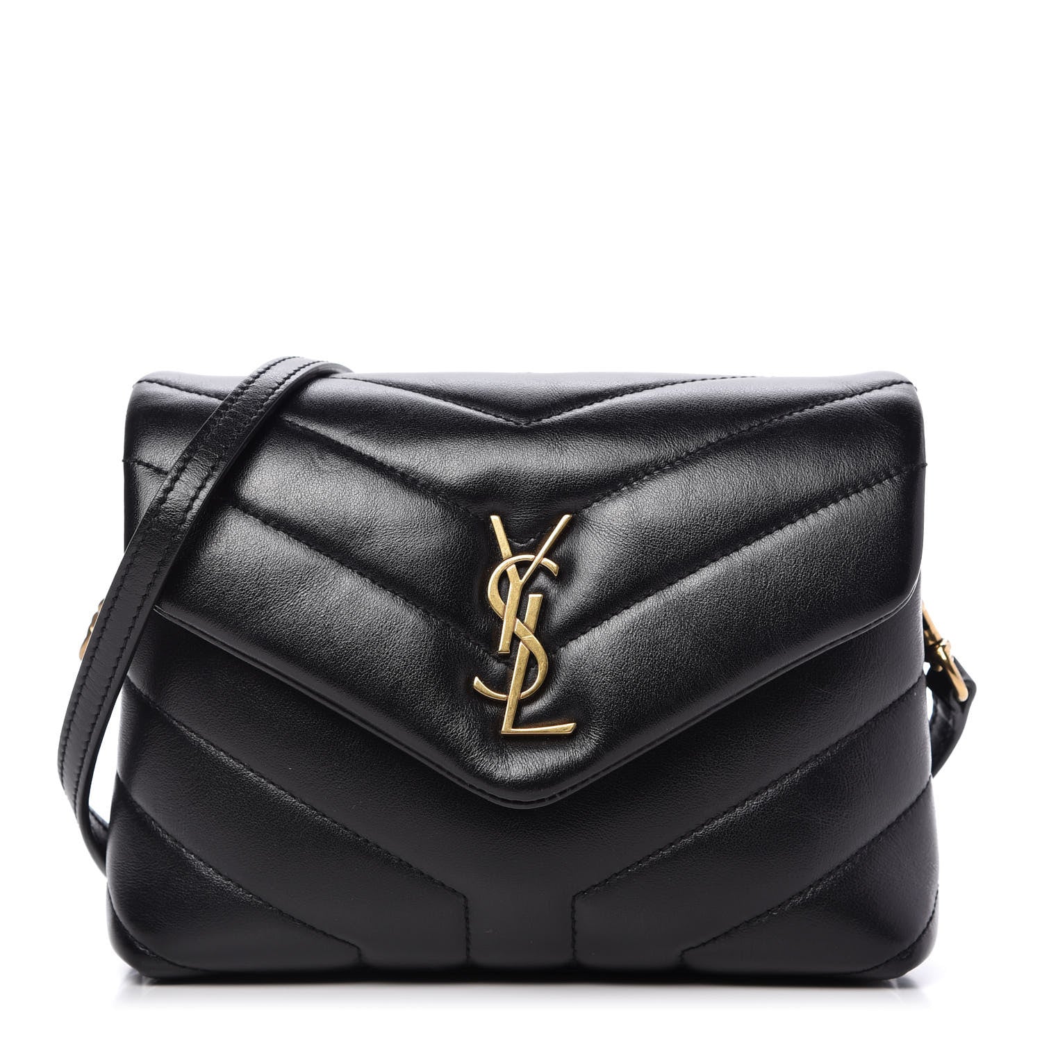 Saint Laurent Calfskin Y Quilted Monogram Toy Loulou Crossbody Bag Black 1 of 9