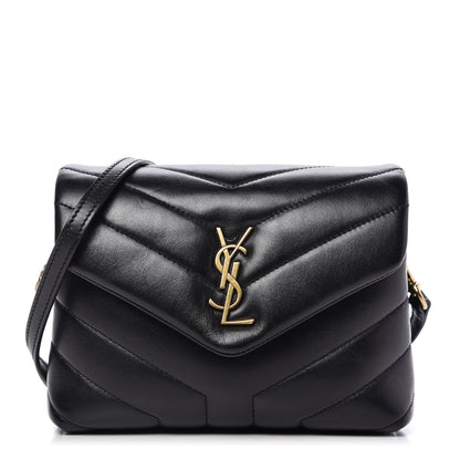 Saint Laurent Calfskin Y Quilted Monogram Toy Loulou Crossbody Bag Black 1 of 9