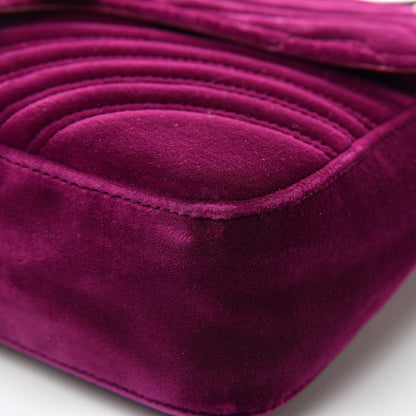 Gucci Velvet Matelasse Medium GG Marmont Shoulder Bag Fuchsia Violet Cyclamen 10 of 16