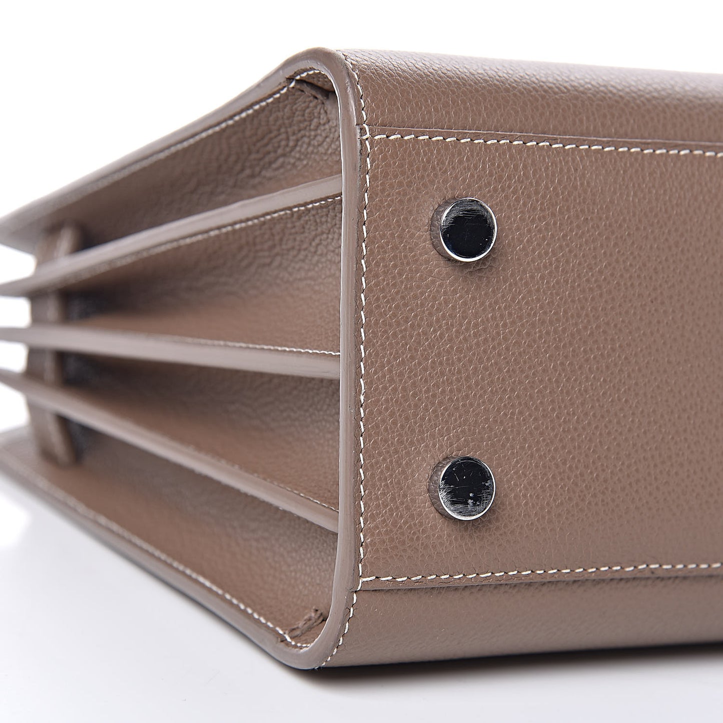 Grained Calfskin Topstich Baby Sac De Jour Taupe