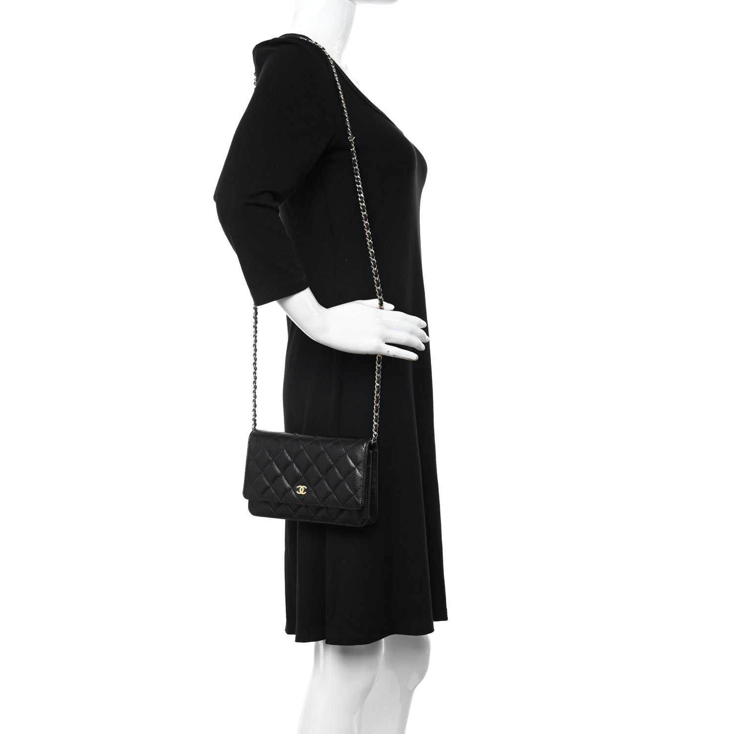 Chanel Caviar Quilted Wallet on Chain WOC Black 3 of 12