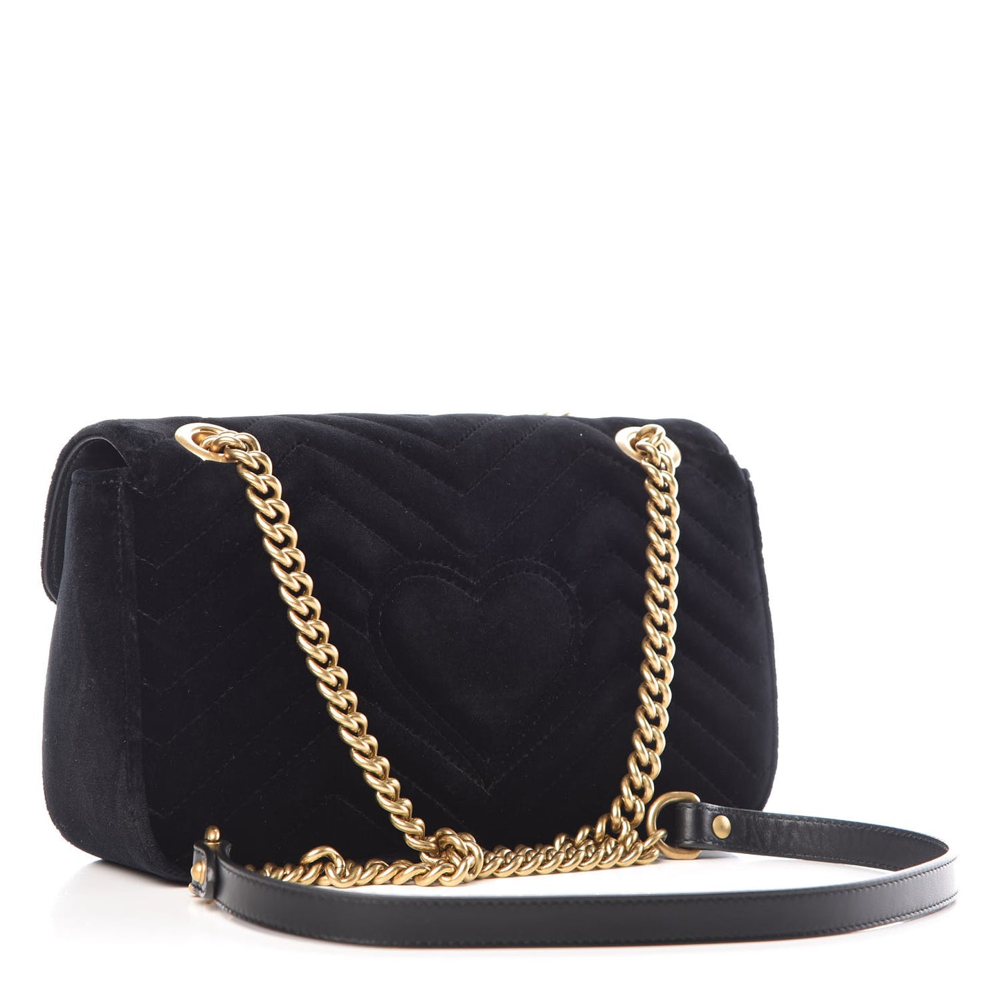 Velvet Matelasse Marquise Crystals Embroidered Small GG Marmont Shoulder Bag Black
