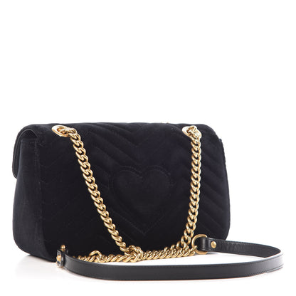 Gucci Velvet Matelasse Marquise Crystals Embroidered Small GG Marmont Shoulder Bag Black 3 of 11