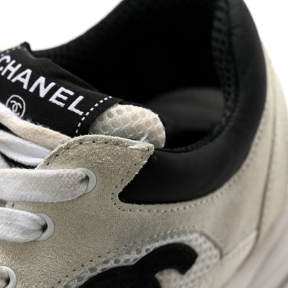 Chanel Mesh Suede Calfskin Grained Calfskin Womens CC Sneakers 39 White Black 9 of 11