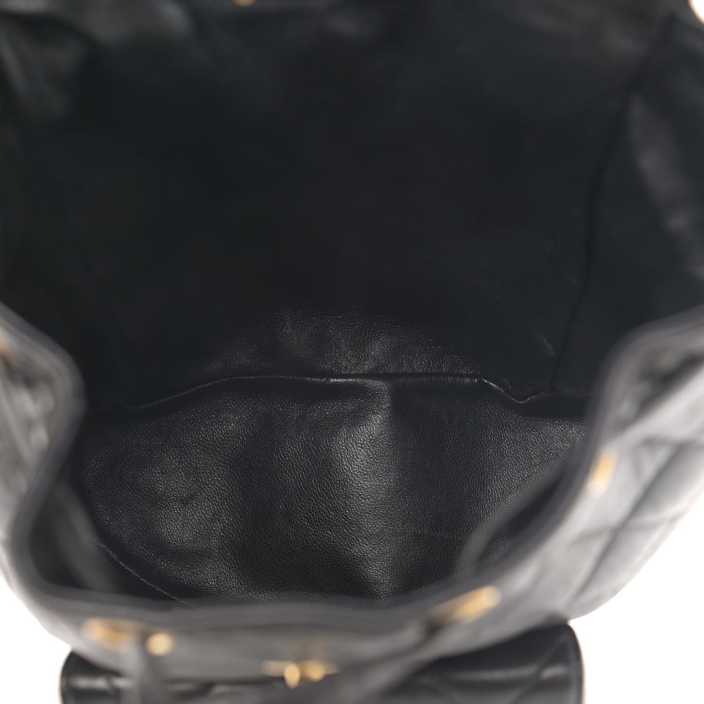 Lambskin Quilted Drawstring Backpack Black