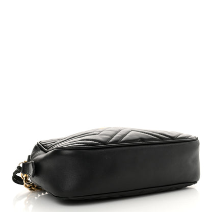 Gucci Calfskin Matelasse Small GG Marmont Chain Shoulder Bag Black 4 of 17