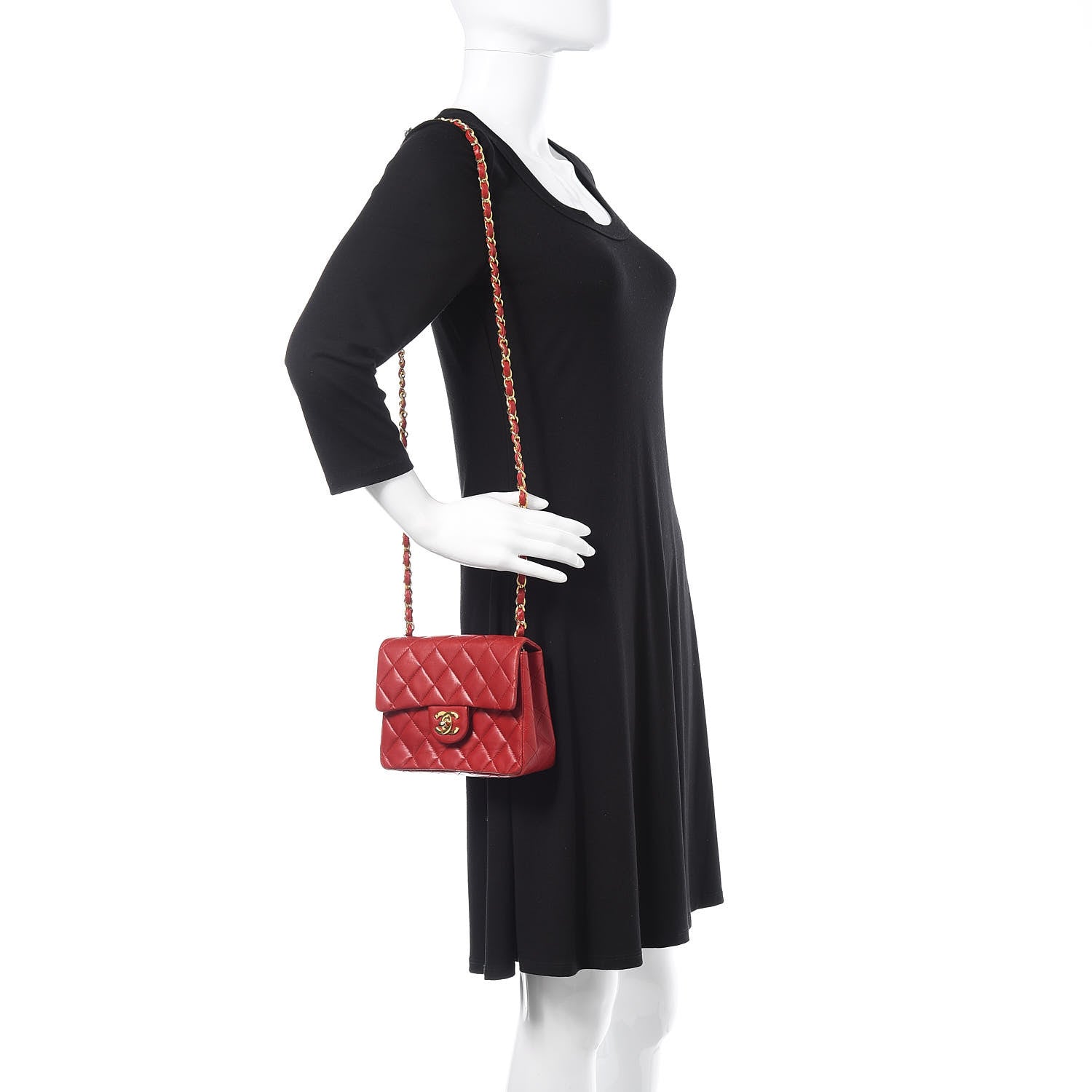 Chanel Lambskin Quilted Mini Square Flap Red 2 of 16