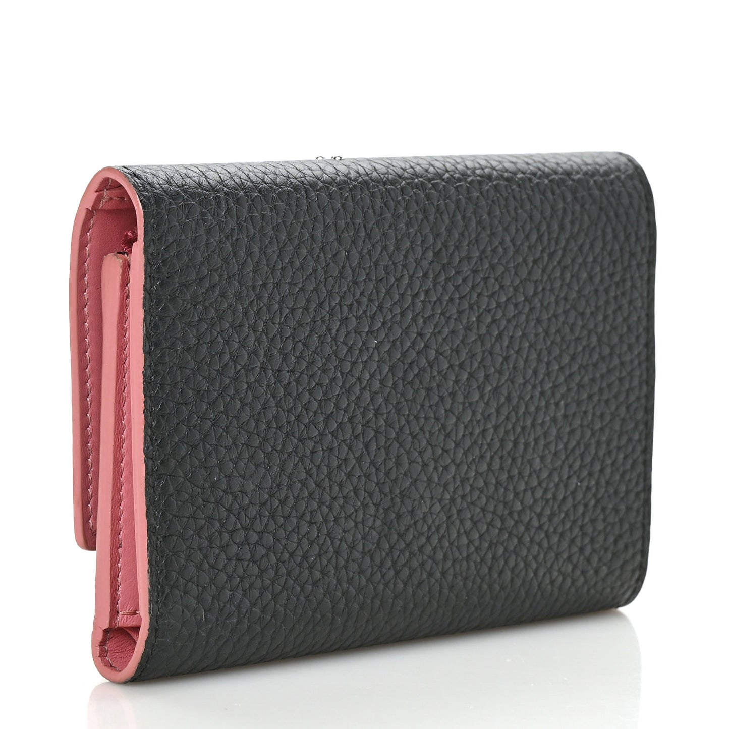 Taurillon Capucines Compact Flower Wallet Black