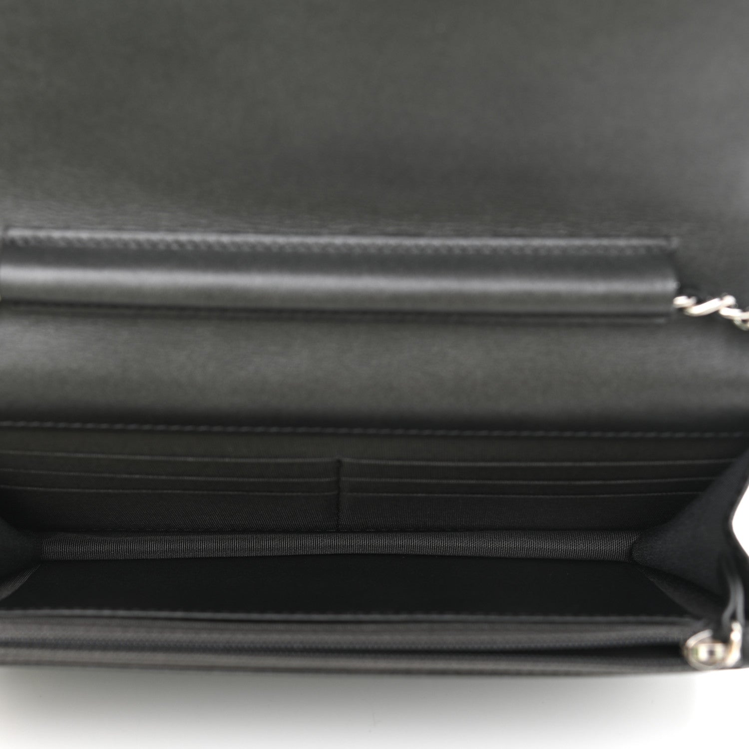 Chanel Goatskin Camellia Embossed Wallet On Chain WOC Grey 5 of 12