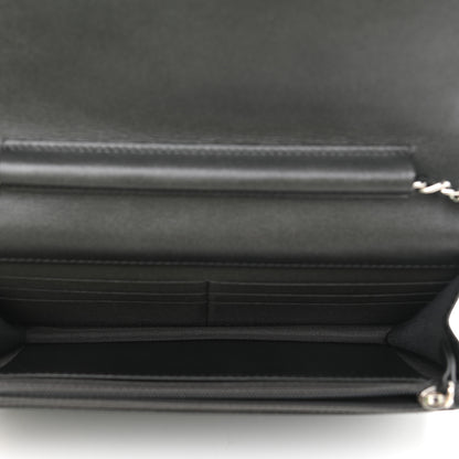 Chanel Goatskin Camellia Embossed Wallet On Chain WOC Grey 5 of 12