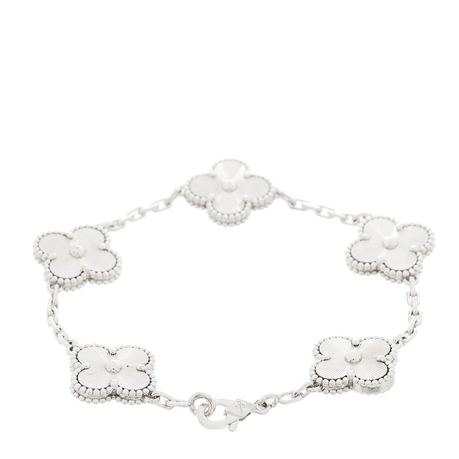 Van Cleef & Arpels VAN CLEEF & ARPELS 18K White Gold 5 Motifs Guilloche Vintage Alhambra Bracelet 2 of 4