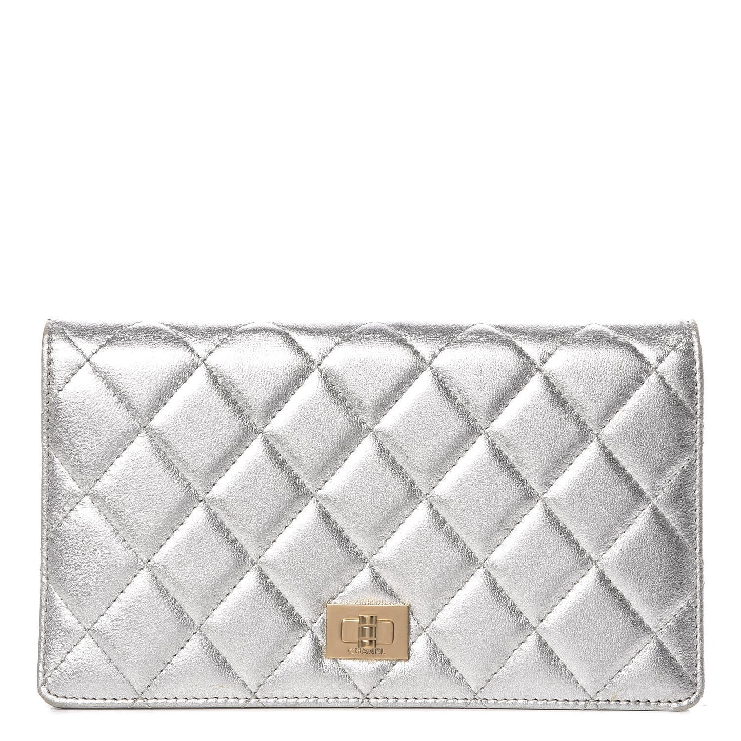 Metallic Lambskin Quilted Reissue Yen Wallet Silver