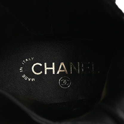 Chanel Knit Patent Calfskin Cap Toe Short Boots 38 Black 8 of 9