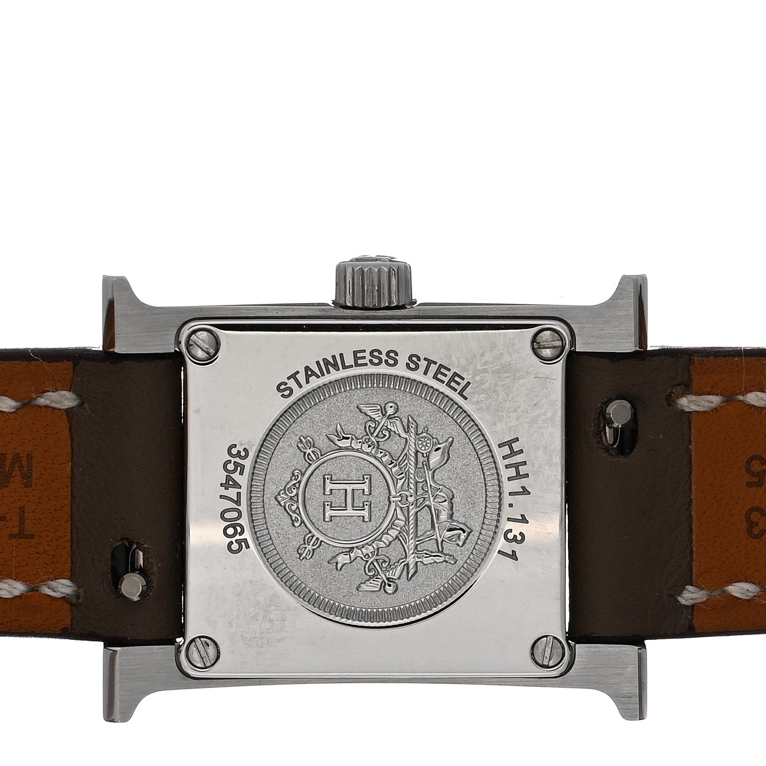 Hermes Stainless Steel Swift Diamond Bezel Mother of Pearl 17.2mm Heure H Hour Quartz Watch Etoupe 4 of 5