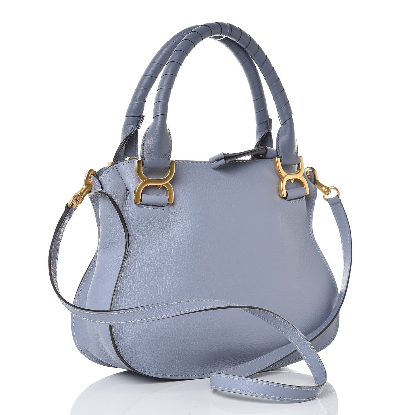 Calfskin Small Marcie Satchel Washed Blue