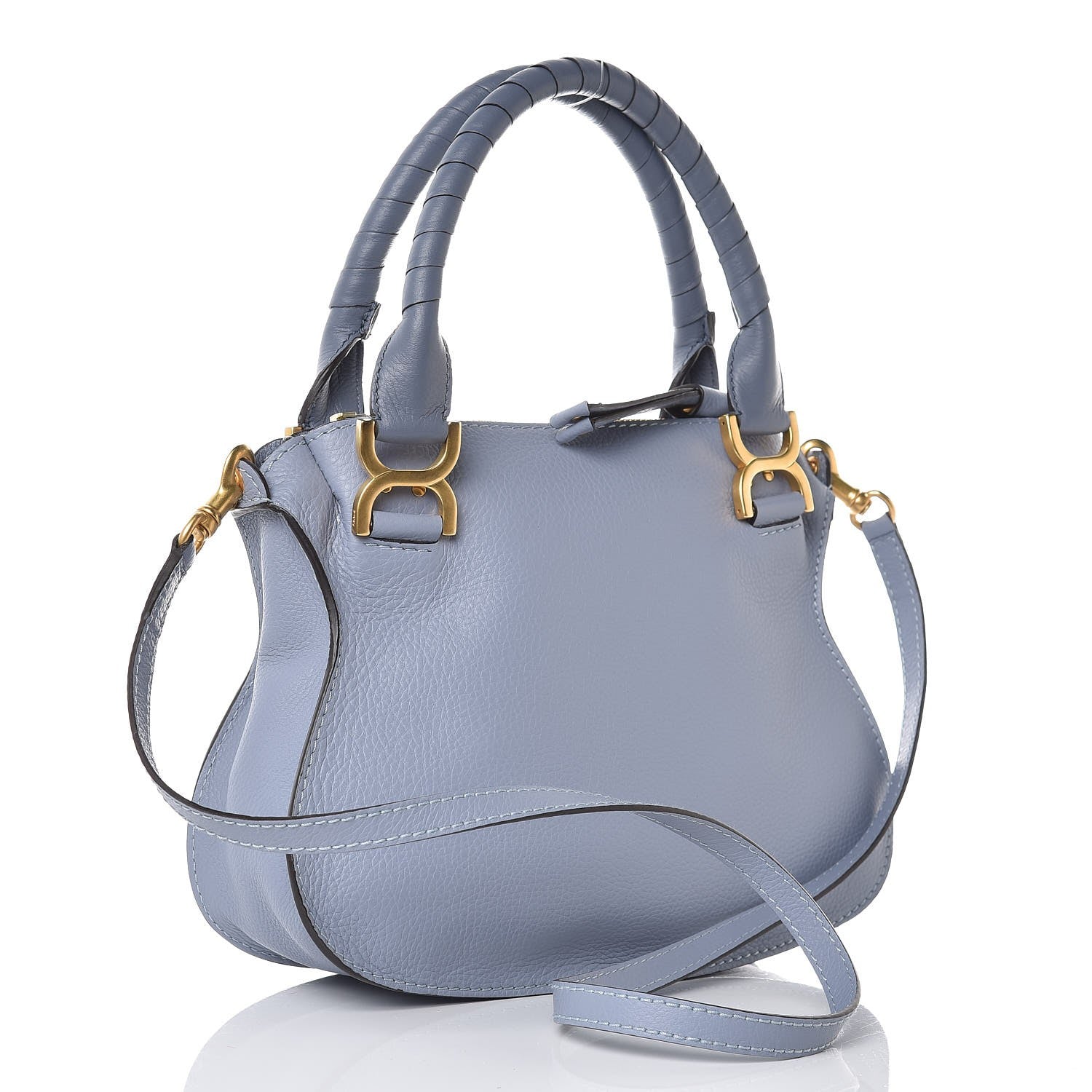 Chloe Calfskin Small Marcie Satchel Washed Blue 3 of 7