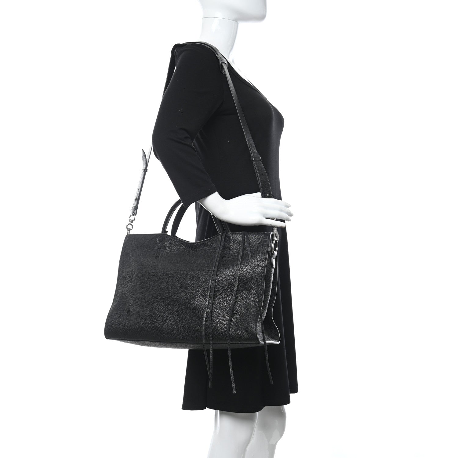 Balenciaga Veau Grana Perforated Blackout Hardware City Black 2 of 9