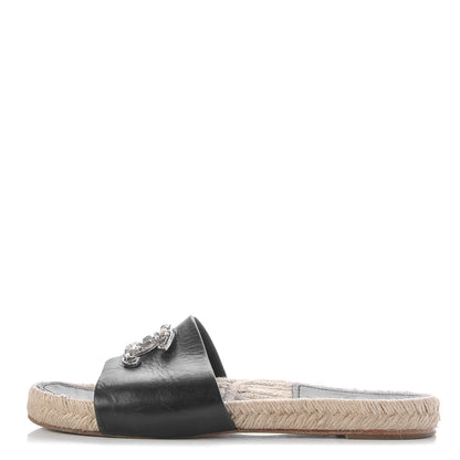Chanel Calfskin Gripoix CC Espadrille Slip On Sandals 39 Black 1 of 13