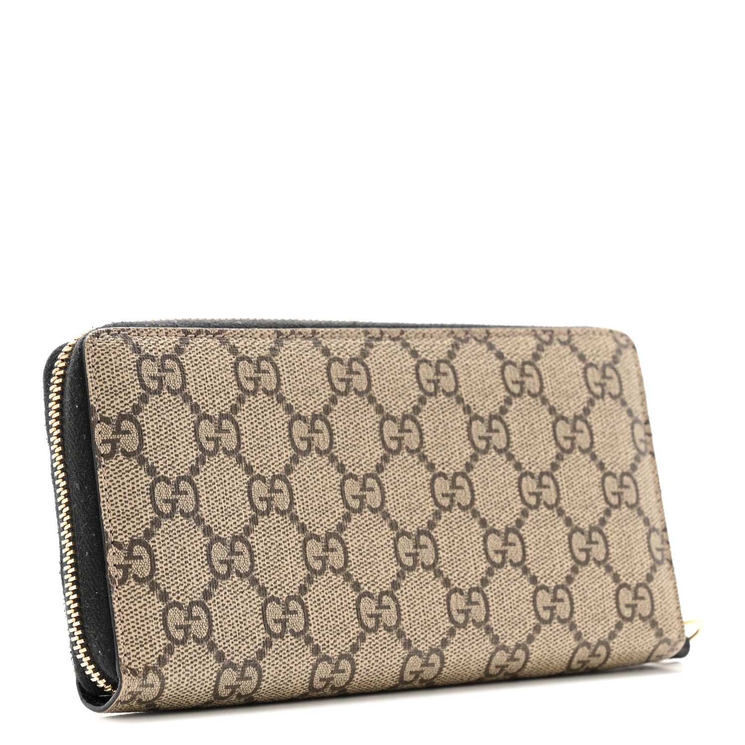 Gucci Dollar Calfskin GG Supreme Monogram GG Marmont Zip Around Wallet Black Beige Ebony 3 of 14