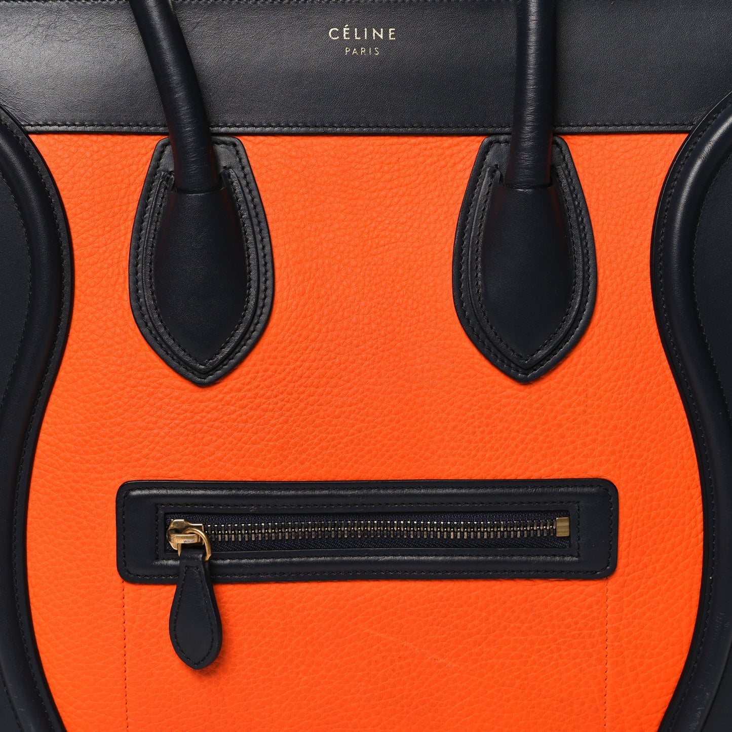 Elephant Calfskin Mini Tri-Color Luggage Bright Orange