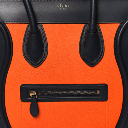 Celine Elephant Calfskin Mini Tri-Color Luggage Bright Orange 7 of 10