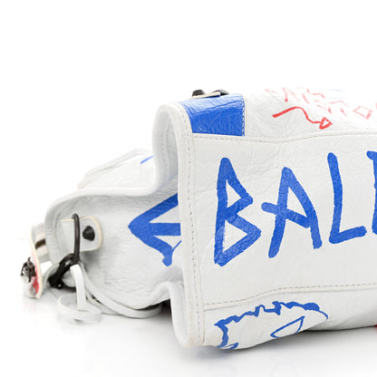 Balenciaga Agneau Graffiti All Over Classic Hardware City White Bleu Rouge 9 of 13