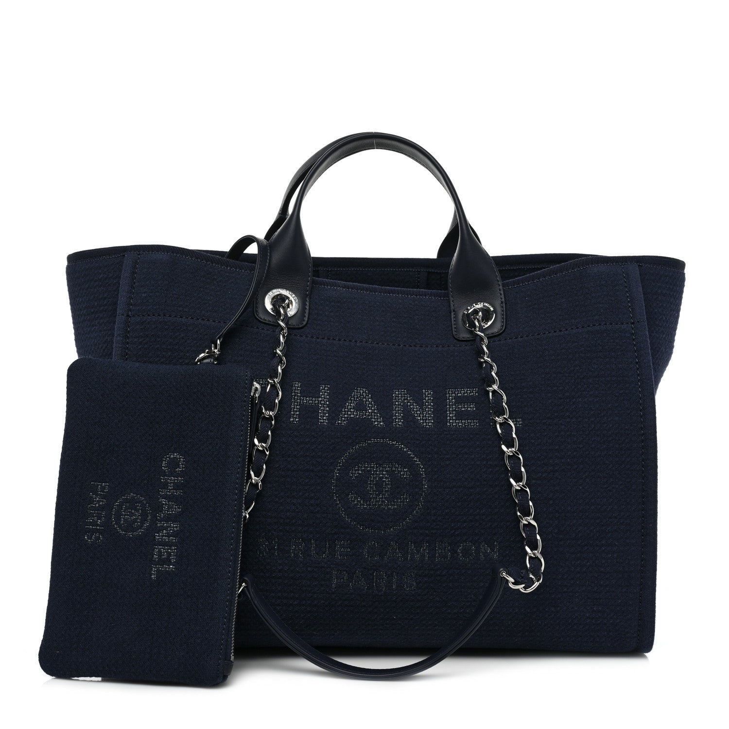 Chanel Mixed Fibers Calfskin Medium Deauville Tote Dark Blue 3 of 12