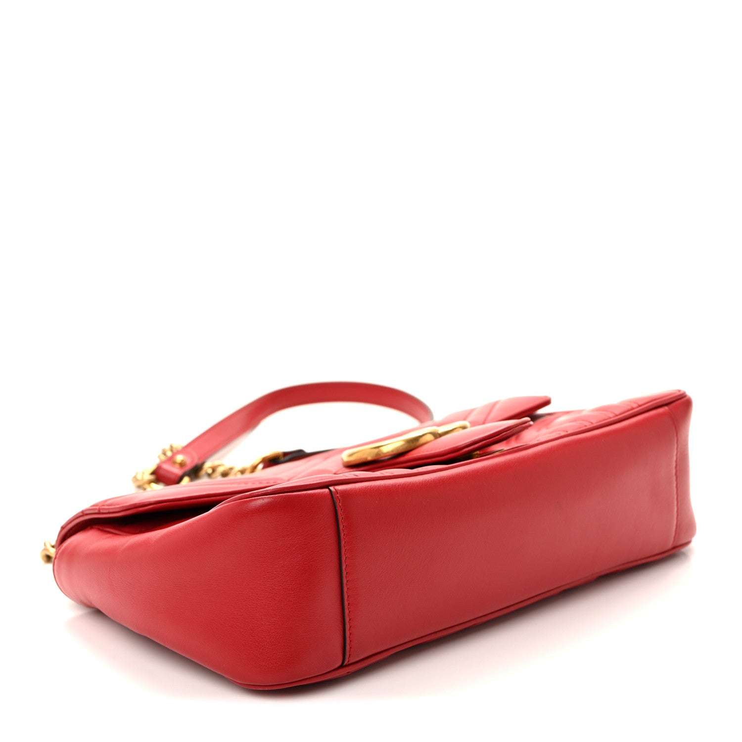 Gucci Calfskin Matelasse Small GG Marmont Shoulder Bag Hibiscus Red 4 of 12