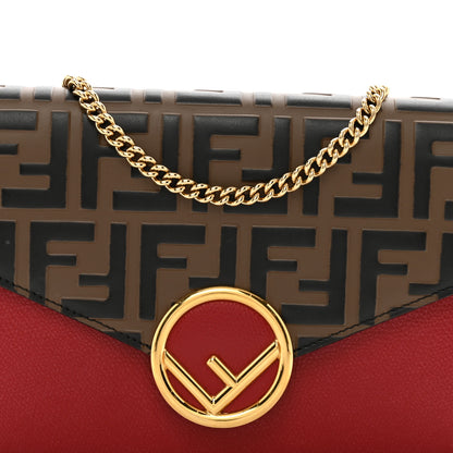 Fendi Vitello Cruise F is Fendi FF 1974 Embossed Medium Envelope Wallet On Chain Fragola Maya Black 5 of 12