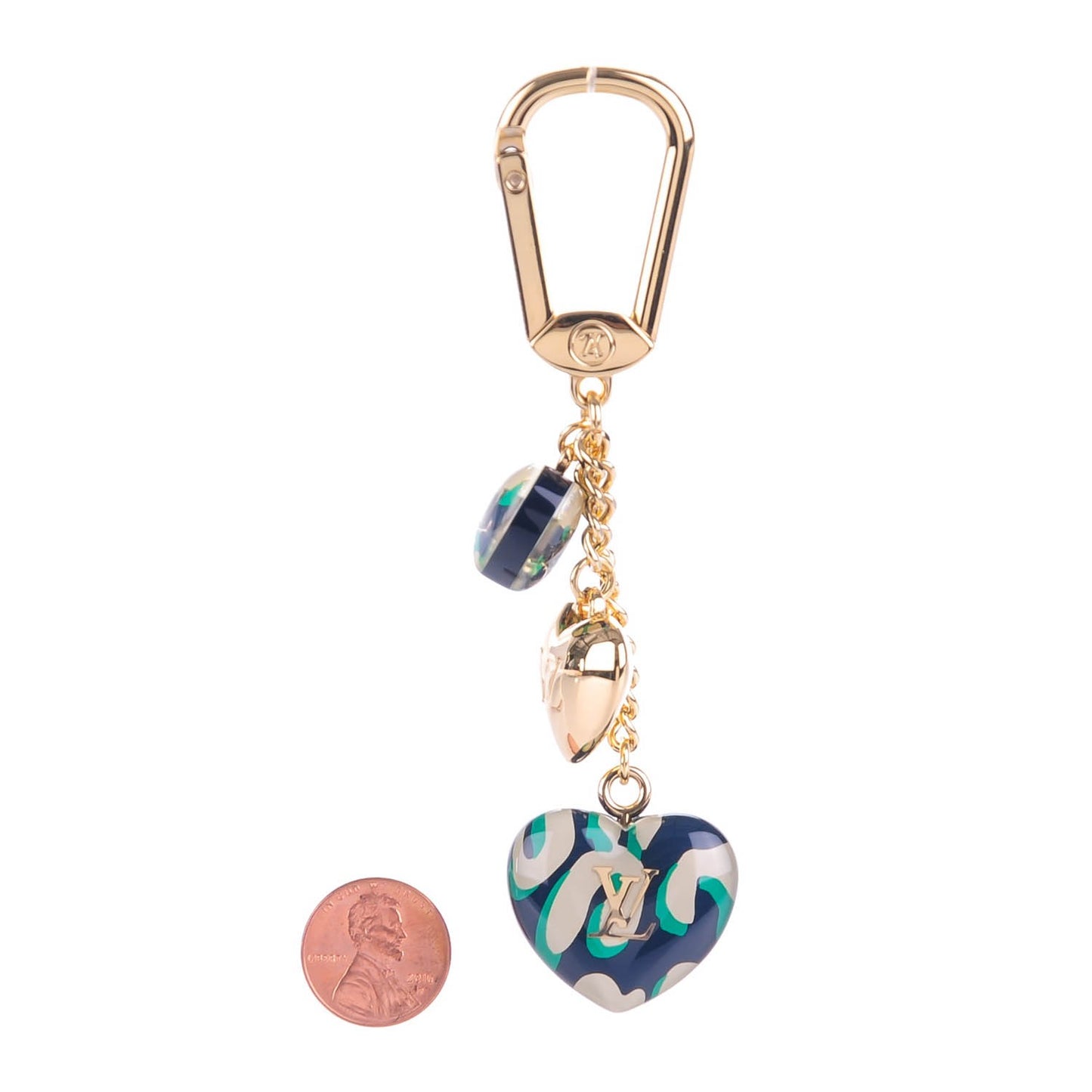 Leopard Heart Bag Charm Key Holder Blue Infini